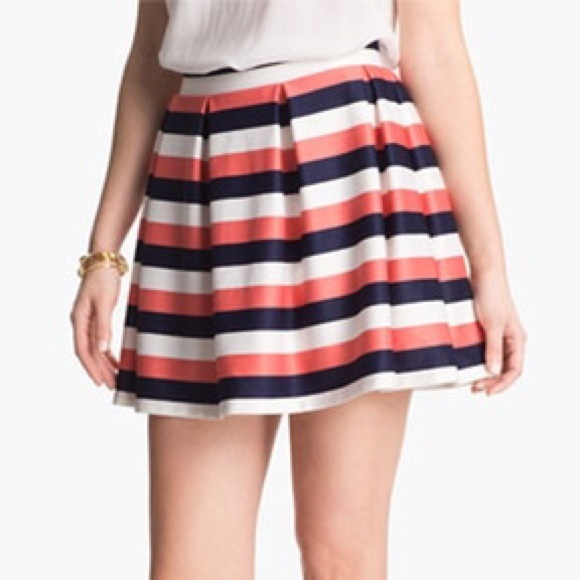 Pink, blue and white striped skater skirt - Picture 1 of 6
